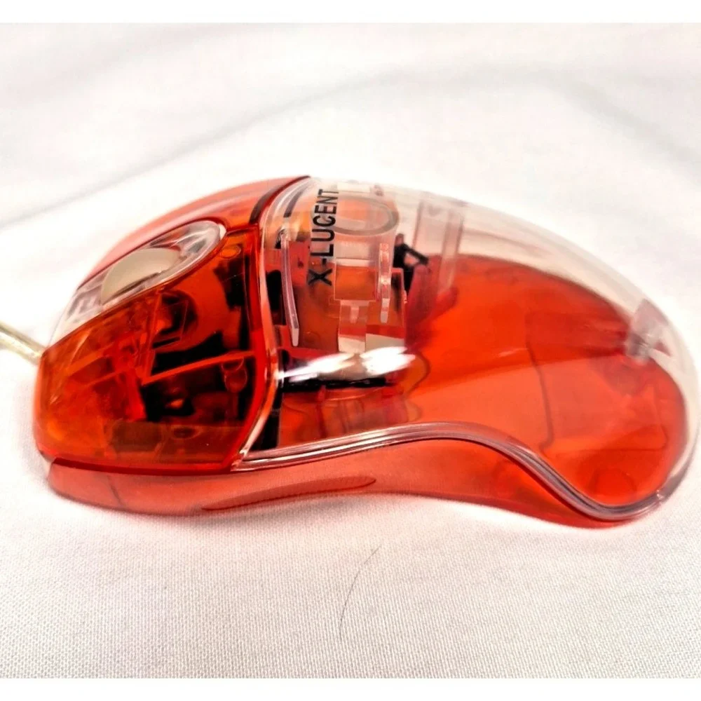 Vintage Orange Transparent Mouse New in Box NOS Y2K HM-303P 700 DPI Scroll PS/2